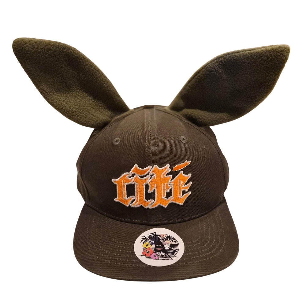 CITE Brown Bunny Ear Baseball Hat Mens Streetwear Fleece Ear Cap Orange Logo